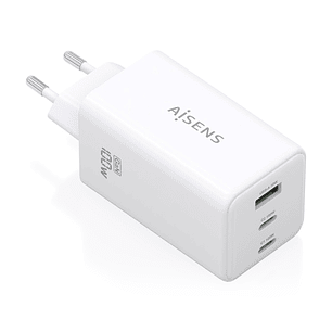 Aisens Cargador GAN 100W - 2xUSB-C PD3.0, QC4.0, QC5.0 - 1xUSB-A QC3.0 - Color Blanco