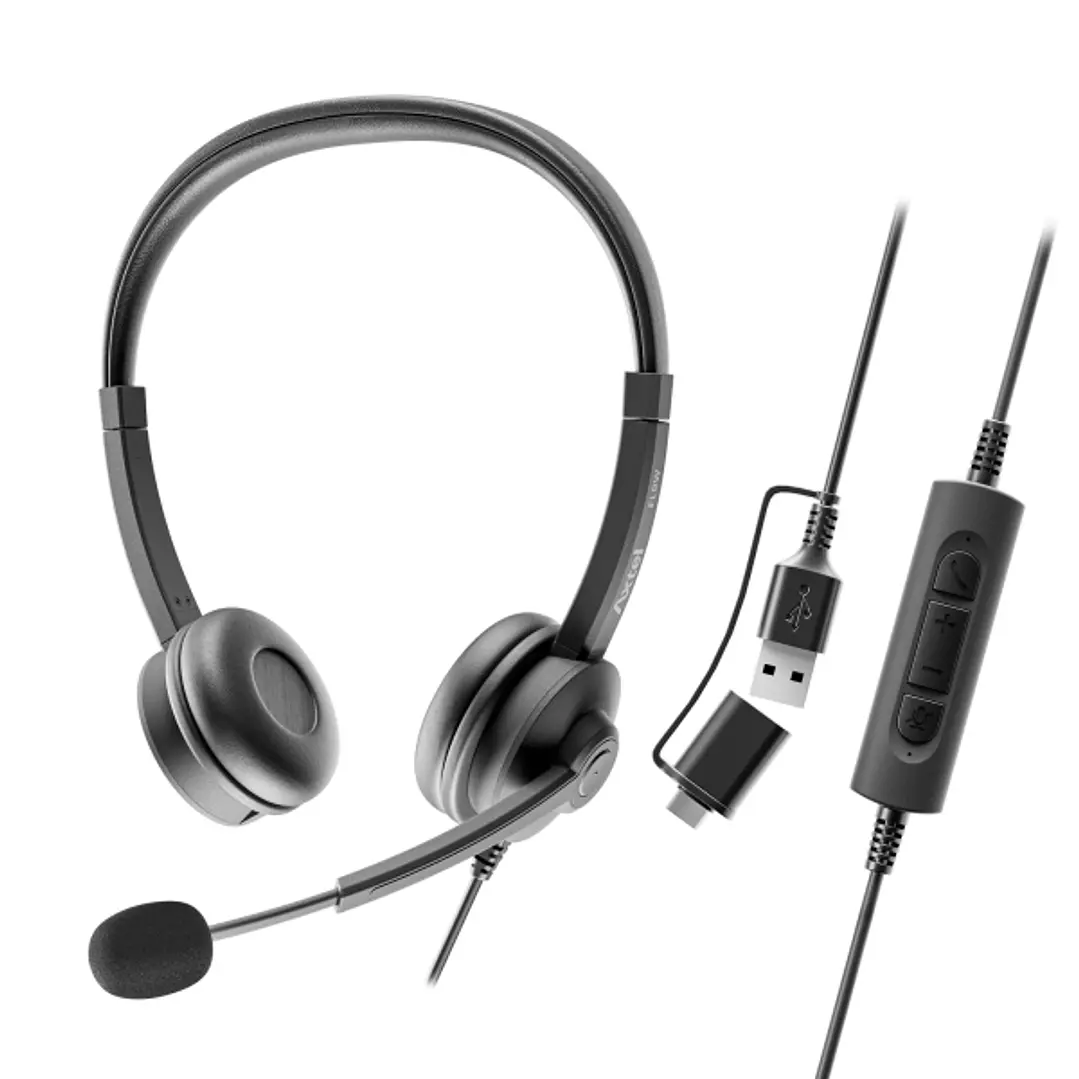 Axtel FLOW Auriculares con Microfono USB - Reduccion de Ruido - USB-A y USB-C 1