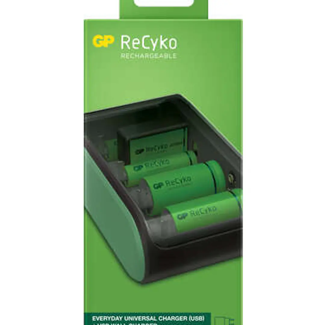 GP ReCyko Cargador USB Universal - Carga Pilas: AA, AAA, C, D y 9V 1