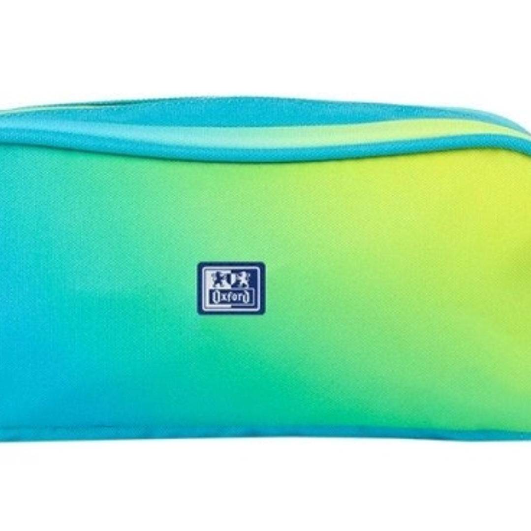 Oxford Gradient Estuche Portatodo - 3 Cremalleras - Asa Lateral - Fabricado en Material Reciclado - Color Electric Lime 1