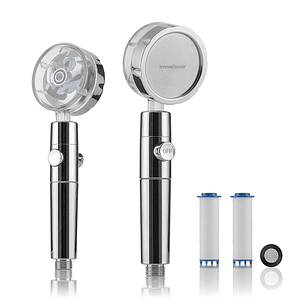 Innovagoods Alcachofa de Ducha con Filtro de Agua - Acero Inoxidable - Ahorro de Agua - Aumenta la Presion Del Agua - Facil Limpieza - Color Plateado