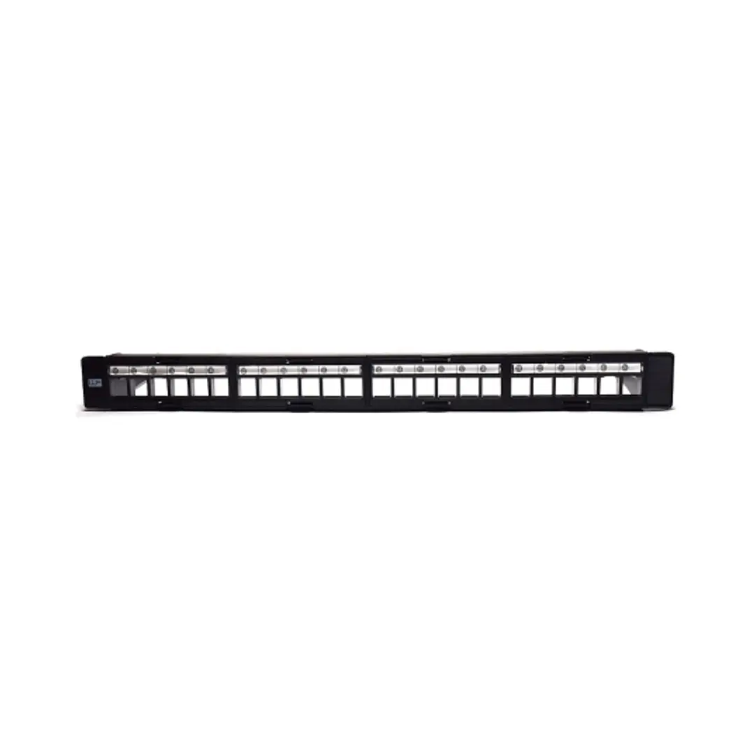 WP Patch Panel de 24 Puertos RJ45 CAT6 STP - 1U Keystone Modular - Color Negro 1