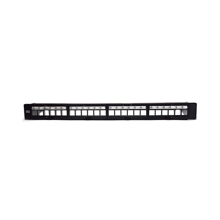 WP Patch Panel de 24 Puertos RJ45 CAT6 STP - 1U Keystone Modular - Color Negro 1