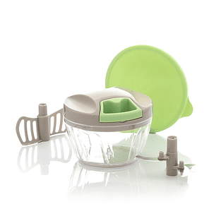 Innovagoods Spinop Mini Picadora Manual - Capacidad 400ml - Incluye Accesorios - Facil Limpieza - Compacto y Ligero - 2.5x9.5x12.5cm - Color Verde y G