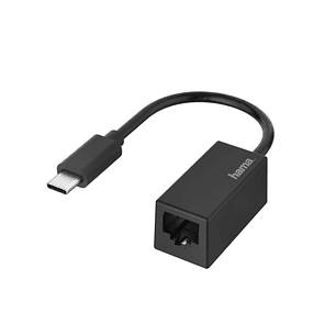 Hama Adaptador de Red - USB-C Macho - Ethernet RJ45 Hembra - Color Negro