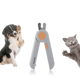 Innovagoods Clipet Cortauñas para Mascotas - Luz LED - Ergonomico - Incluye Lima - Facil de Limpiar - Pilas Incluidas - 7x15x2cm - Color Gris y Naranj