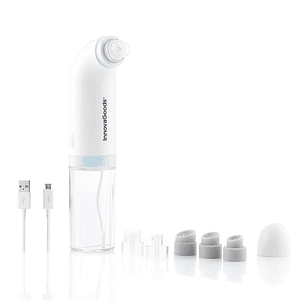 Innovagoods Hyser Hidrolimpiador Facial de Impurezas Recargable - Bateria 400mAh - 2 Depositos de 40ml - Cable 80cm - Recargable - Cabezales Incluidos