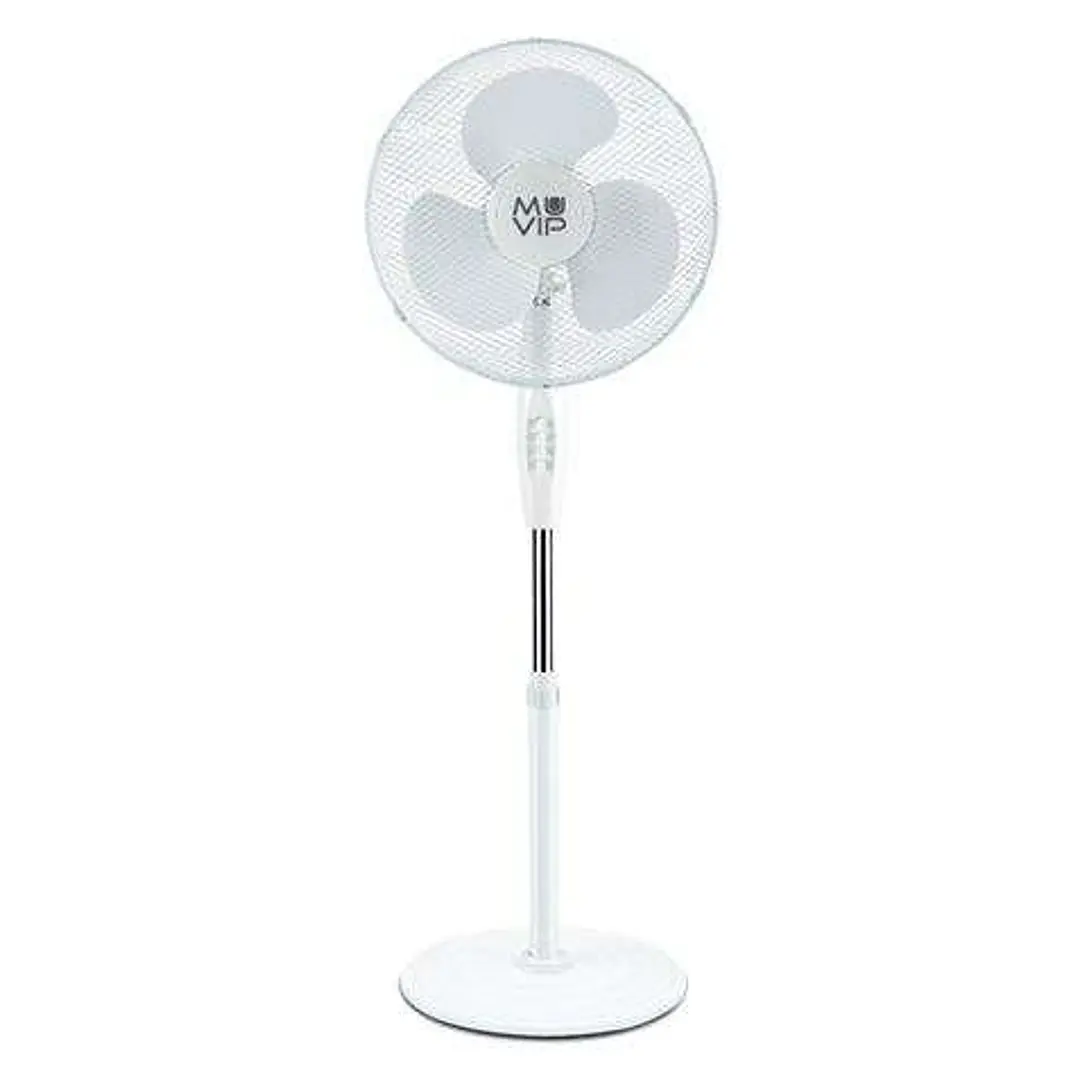 Muvip Ventilador de Pie 45W 3 Aspas - 3 Velocidades - Altura e Inclinacion Ajustables - Base Reforzada - Color Blanco 1