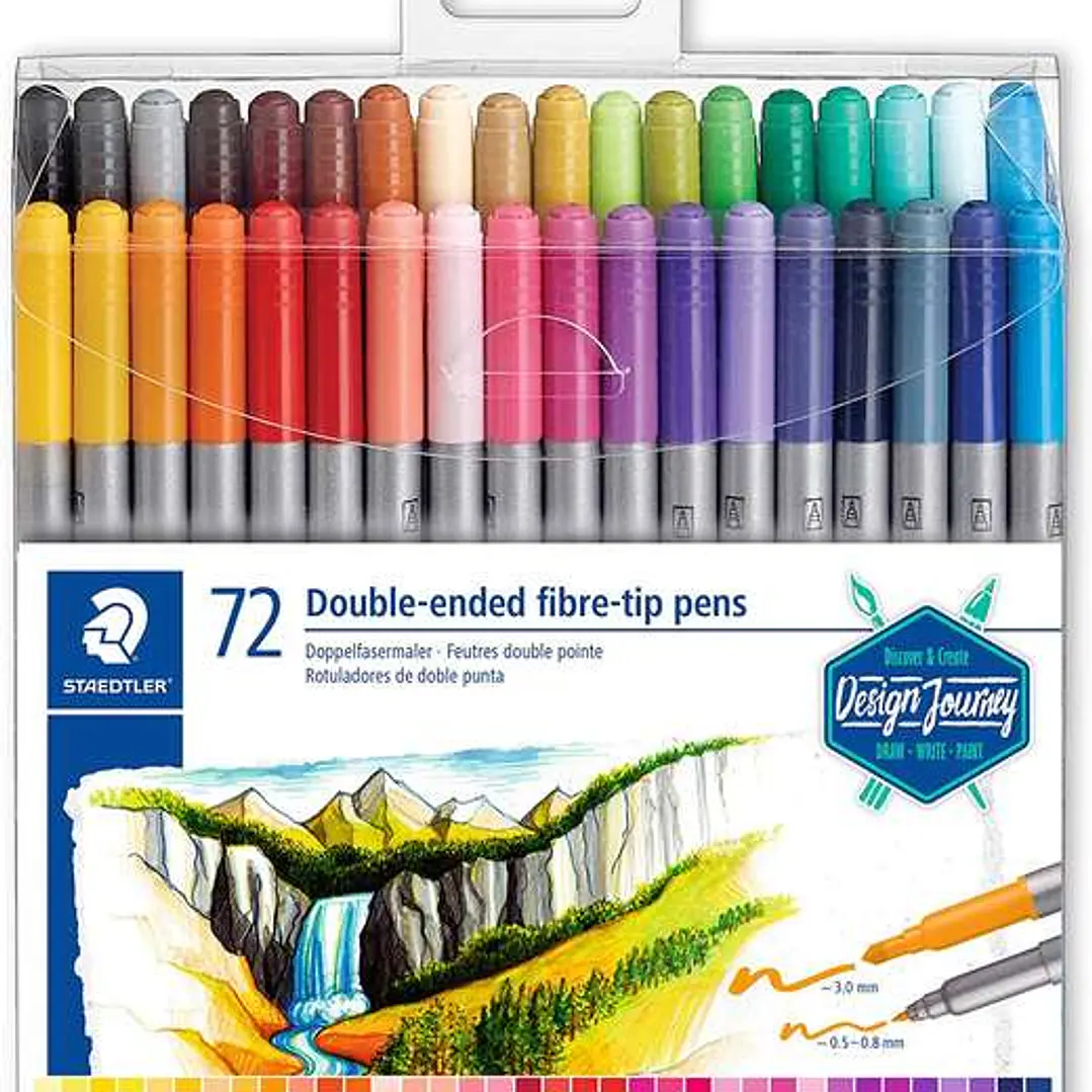 Staedtler 3200 Pack de 72 Rotuladores de Doble Punta - Resistente a la Presion - Colores Surtidos 1