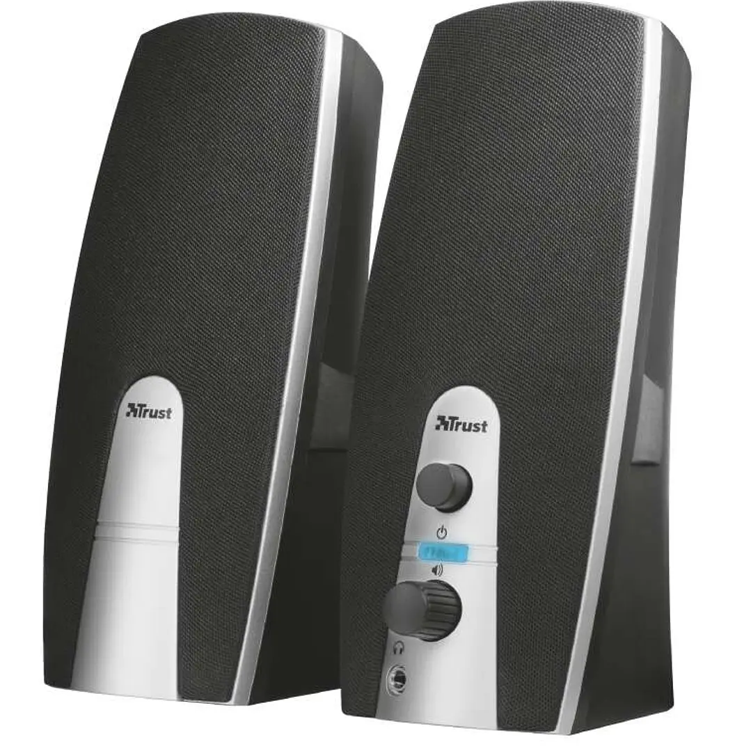 Trust MiLa Altavoces USB 2.0 10W - Entrada y Salida Jack 3.5mm - Cable de 1.20m - Color Negro/Plata 1