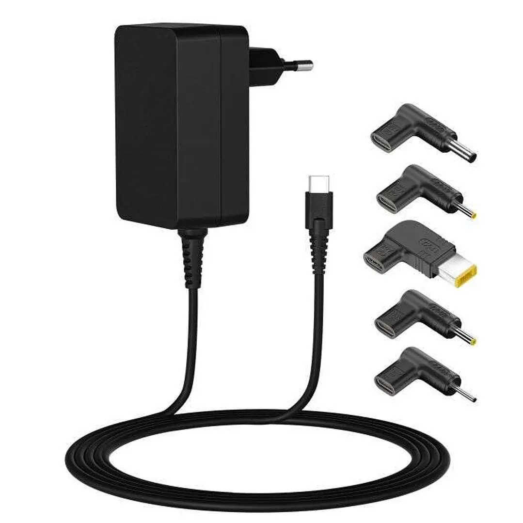 Leotec Cargador Universal para Portatil 45W USB-C Power Delivery 3.0 - 5 Conectores Diferentes - Proteccion de Sobrecarga y Cortocircuito 1