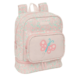 Safta Mariposa Mochila Guarderia - Isotermica - Tarjeta de Identificacion - Compatible con Carrito - Asa Superior - 7.25L - 220x100x270mm - Color Rosa