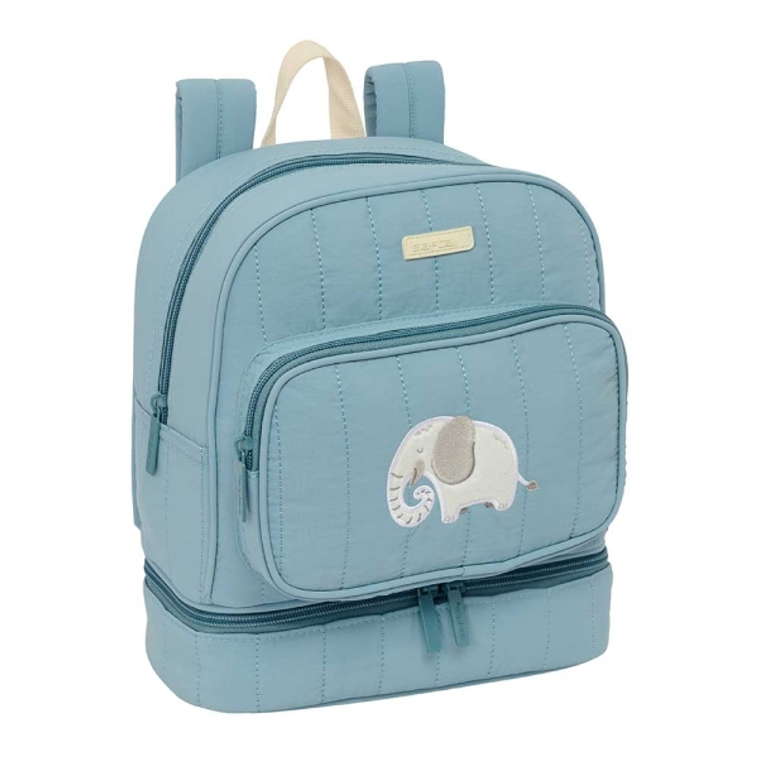Safta Elefante Mochila Guarderia - Isotermica - Asas de Mano - Adapatable a Carro - Tarjeta de Identificacion - 7.25L - 220x100x270mm - Color Azul 1
