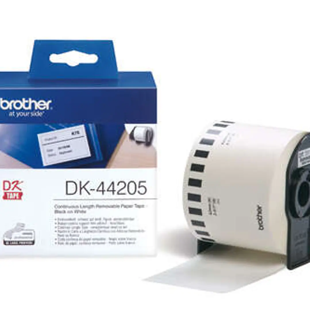 Brother DK44205 - Etiquetas Removibles Originales de Tamaño personalizado - Ancho 62mm x 30,48 metros - Texto negro sobre fondo blanco 1