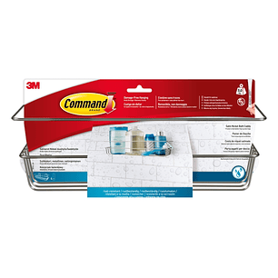 Command Cesto Organizador de Aseo - Soporta hasta 3kg - Incluye 4 Tiras Adhesivas - Color Niquel Satinado