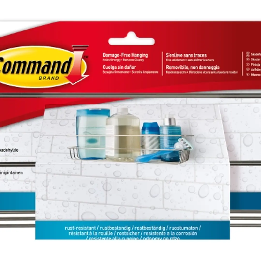 Command Cesto Organizador de Aseo - Soporta hasta 3kg - Incluye 4 Tiras Adhesivas - Color Niquel Satinado 1