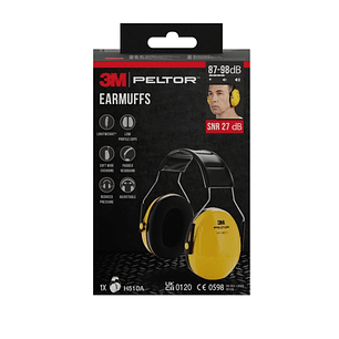 3M Peltor Optime Orejeras Auditivas - SNR 27dB - Comoda Diadema - Ajustable - Peso Ligero - Color Negro/Amarillo