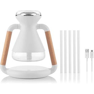 Innovagoods Misvolt Humidificador Difusor de Aromas 3 en 1 - Cargador Inalambrico - Deposito de 230ml - Silencioso - Incluye Cable USB - Apagado Autom