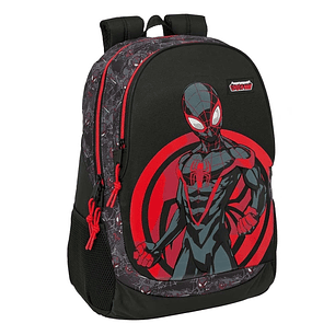 Safta Miles Morales Mochila Adaptable a Carro - Portabotellas - Compartimentos Grandes - Tirador Doble - Hombreras Ergonomicas - Asa de Mano Superior 