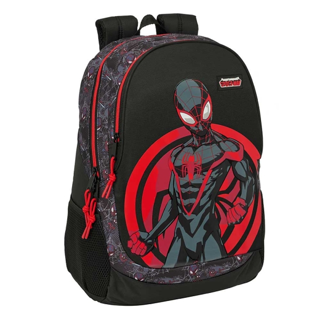 Safta Miles Morales Mochila Adaptable a Carro - Portabotellas - Compartimentos Grandes - Tirador Doble - Hombreras Ergonomicas - Asa de Mano Superior  1