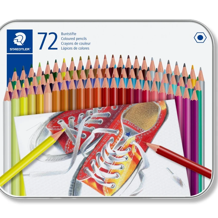Staedtler 175 Caja Metalica de 72 Lapices Hexagonales de Colores - Colores Surtidos 1