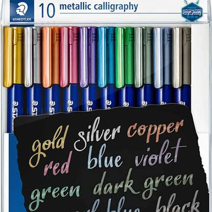 Staedtler Metallic Calligraphy Pack de 10 Rotuladores para Caligrafia - Trazo 2.8mm - Colores Surtidos 1