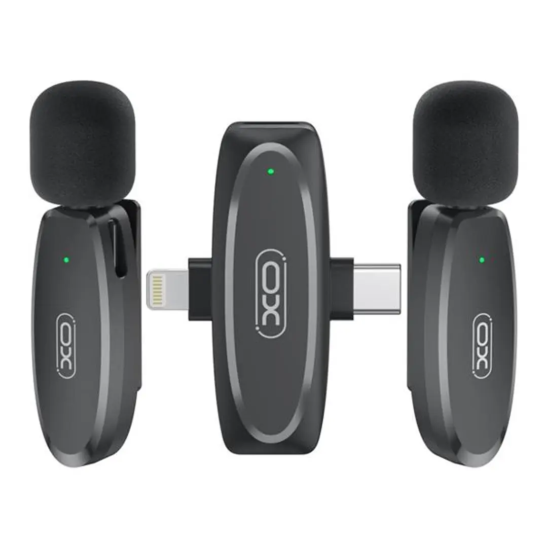 XO MKF10 Microfono Inalambrico de Solapa - Conector Tipo C y Lightning - Color Negro 1