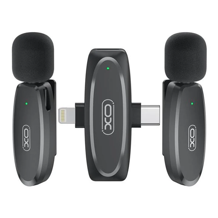 XO MKF10 Microfono Inalambrico de Solapa - Conector Tipo C y Lightning - Color Negro 1