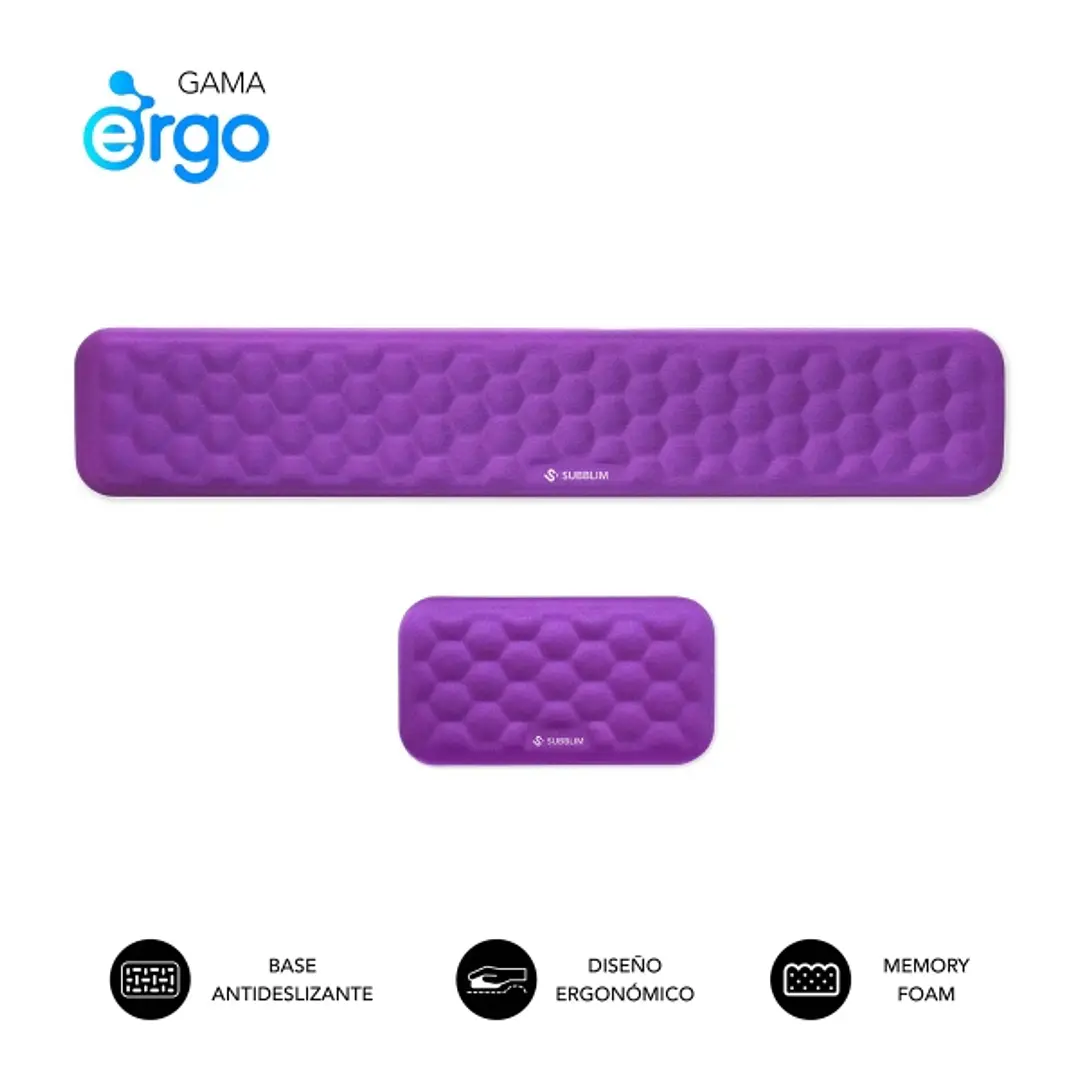 Subblim Pack Ergo Airpadding Reposamuñecas para Teclado y Raton - Espuma Viscoelastica 65D - Tejido AirMesh Transpirable - Base Antideslizante - Color 1