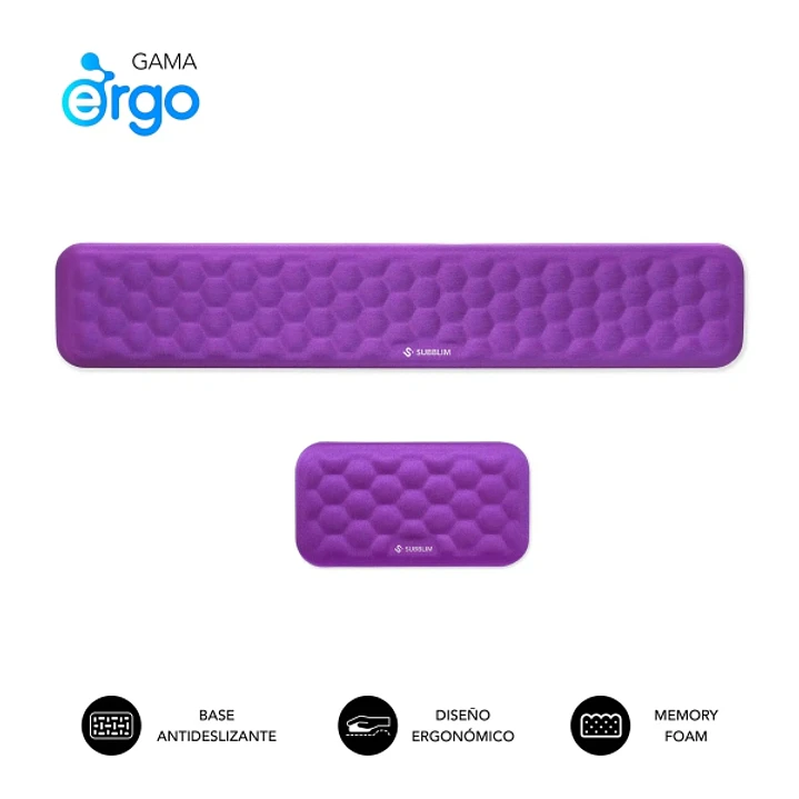 Subblim Pack Ergo Airpadding Reposamuñecas para Teclado y Raton - Espuma Viscoelastica 65D - Tejido AirMesh Transpirable - Base Antideslizante - Color 1