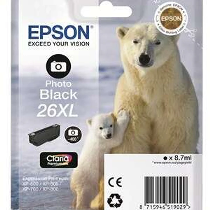 Epson T2631 (26XL) Negro Photo Cartucho de Tinta Original - C13T26314012 1