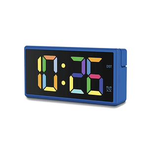 Hama Ibiza Reloj Despertador Digital - Pantalla Multicolor - Funcion de Carga USB-A - Funcion de Repeticion de Alarma - 15x3.5x7.5cm - Color Azul