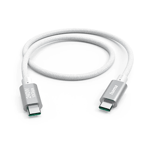 Hama Full-Featured Cable USB-C - Potencia Maxima 240W - Longitud 1.5m - Velocidad hasta 10Gbps - Blindaje Doble - Color Blanco