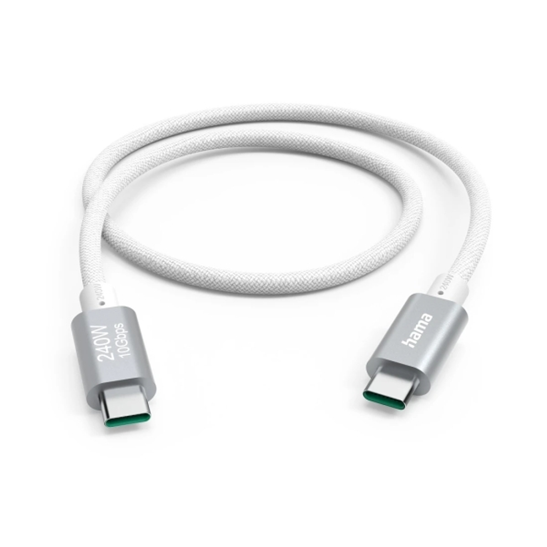 Hama Full-Featured Cable USB-C - Potencia Maxima 240W - Longitud 1.5m - Velocidad hasta 10Gbps - Blindaje Doble - Color Blanco 1