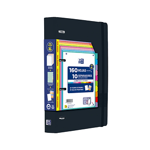 Oxford Europeanbinder Live & Go XL Pack con Carpeta A4+ con Recambio de 160 Hojas Cuadricula 5x5 + 10 Separadores de Plastico + Hoja con Stickers Remo