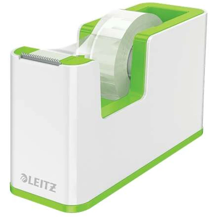 Leitz WOW Dispensador de Cinta Adhesiva - Para Rollos de hasta 19mm x 33m - Incluye Cinta Autoadhesiva Escribible - Color Blanco/Verde 1
