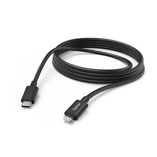Hama Cable de Carga - USB-C - Ligthning - Velocidad hasta 480Mbps - Longitud 3m - Intensidad Maxima 3A - Color Negro