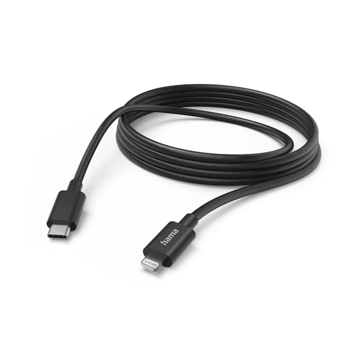 Hama Cable de Carga - USB-C - Ligthning - Velocidad hasta 480Mbps - Longitud 3m - Intensidad Maxima 3A - Color Negro 1
