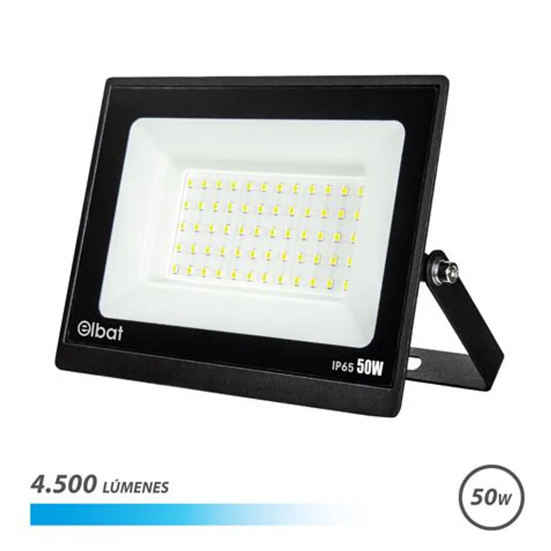 Elbat Foco LED Serie Super Slim 50W - 4500 Lumenes - 6500K Luz Fria - IP65 Para Uso en Exterior 1