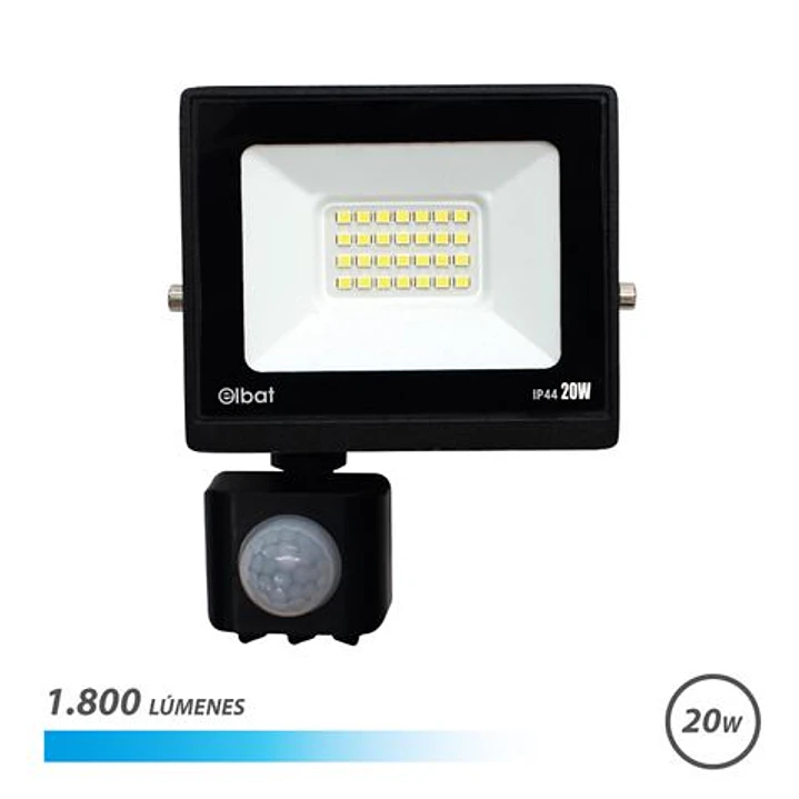 Elbat Serie Slim Foco LED 20W con Sensor de Movimiento -  1800 Lumenes - 6500K Luz Fria - IP44 1