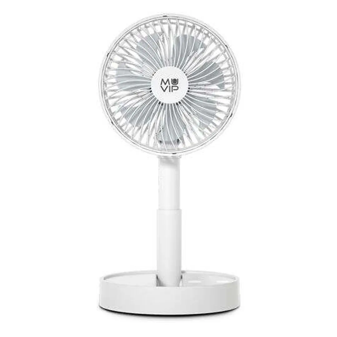 Muvip Ventilador de Sobremesa Portatil Plegable 5W 15cm de Diametro - 4 Velocidades - Angulo Ajustable hasta 90º - Autonomia hasta 12h - Color Blanco 1