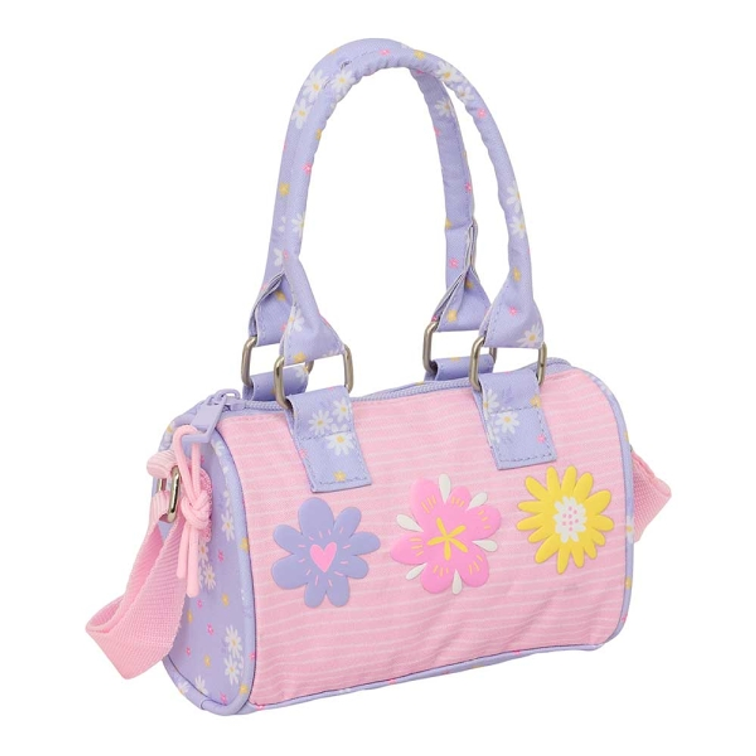 Safta Bouquet Bolso - Cremallera - Interior Forrado - Asas y Bandolera Ajustables - 1.20L - 160x75x100mm - Color Rosa Pastel 1