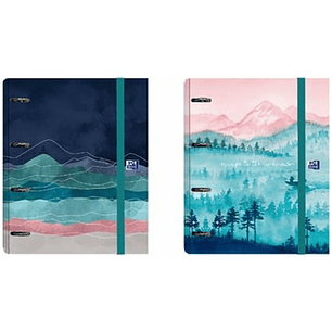 Oxford Ice Explorer Europeanbinder A4+ Carpeta de Anillas 4x 35mm con Recambio 5x5 - Lomo de 45mm - Tapa Extradura con Cierre de Goma elastica - 2 Dis