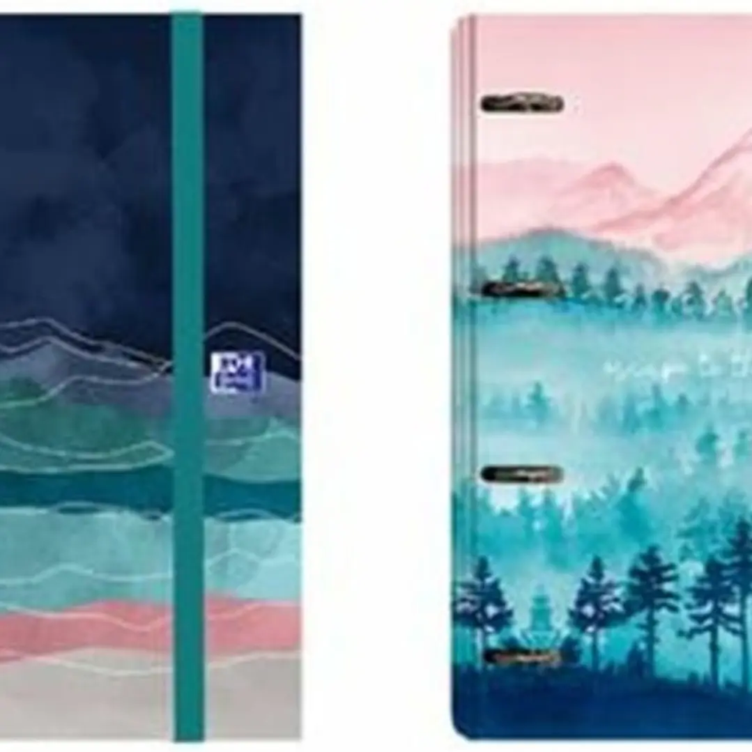 Oxford Ice Explorer Europeanbinder A4+ Carpeta de Anillas 4x 35mm con Recambio 5x5 - Lomo de 45mm - Tapa Extradura con Cierre de Goma elastica - 2 Dis 1