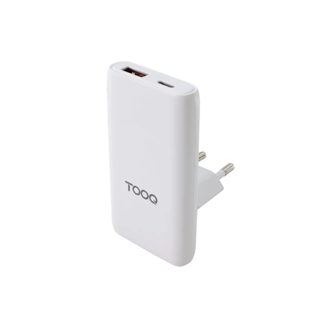 Tooq Adaptador de Viaje - Compatibilidad con EU, KR, UK - Tecnologia GaN 65W - Puerto USB-C PD y USB-A QC - Color Blanco 1