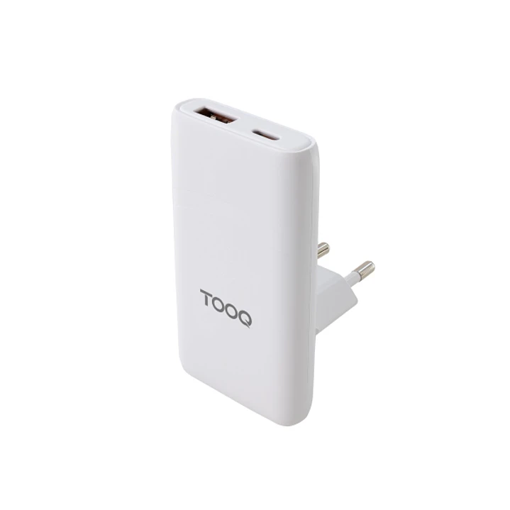 Tooq Adaptador de Viaje - Compatibilidad con EU, KR, UK - Tecnologia GaN 65W - Puerto USB-C PD y USB-A QC - Color Blanco 1