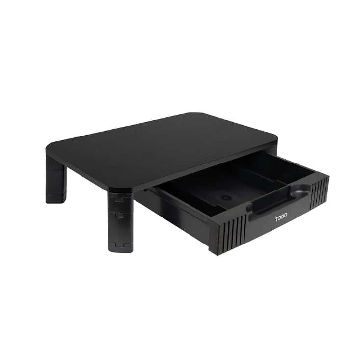 Tooq Soporte Elevador para Monitor o Portatil - Cajon de Gran Capacidad - Almohadillas Antideslizantes - Regulacion de Altura - Peso Max. 20kg - Color 1