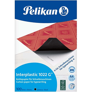 Pelikan Paquete de 100 Papel Carbon Interplastic 1022G - 100 Folios - Alta Calidad - Facil de Usar - Ideal para Copias Precisas - Color Negro