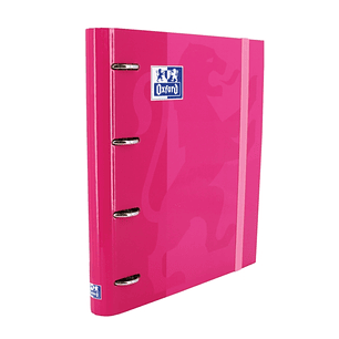 Oxford Europeanbinder Classic A4+ Carpeta de Anillas con Recambio Cuadricula 5x5 - Tapa Extradura - Cierre con Goma Elastica - Color Fucsia
