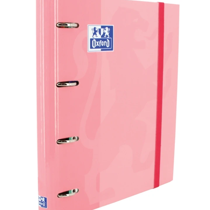 Oxford Europeanbinder Classic A4+ Carpeta de Anillas con Recambio Cuadricula 5x5 - Tapa Extradura - Cierre con Goma Elastica - Color Rosa Chicle 1